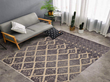 handmade Modern Moroccan Gray Ivory Hand Knotted RECTANGLE 100% WOOL area rug 8x10